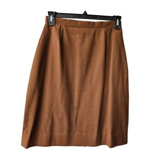 Vintage straight midi skirt hand made cinnamon brown wool blend lined size M